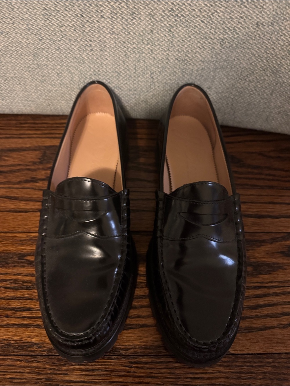 J. Crew Black Patent Penny Loafers